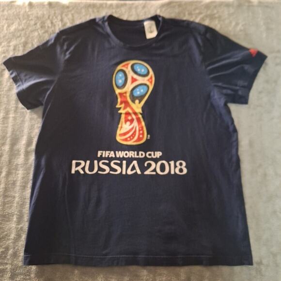 Adidas FIFA World Cup Russia 2018 Official Graphic T-Shirt Navy Size XL - Picture 1 of 7